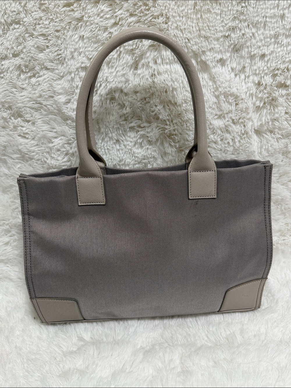 Tory Burch Taupe Canvas and Leather Tote - Picture 3 of 10